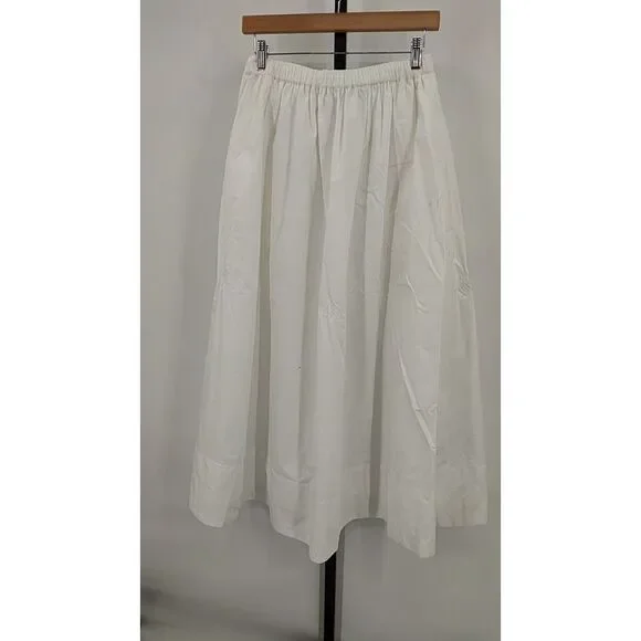 Quince Womens Organic Cotton Poplin A-Line Maxi Skirt Classic White Basic XS - Picture 2 of 3